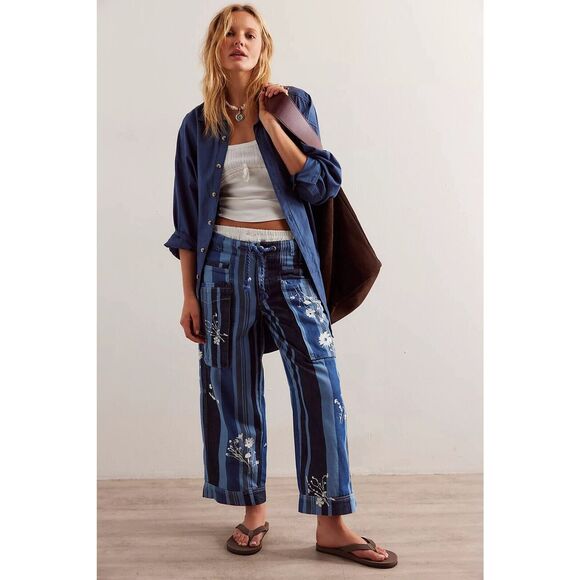 New Free People We The Free Cove Crop Pull-On Jeans Size XS - Picture 1 of 10